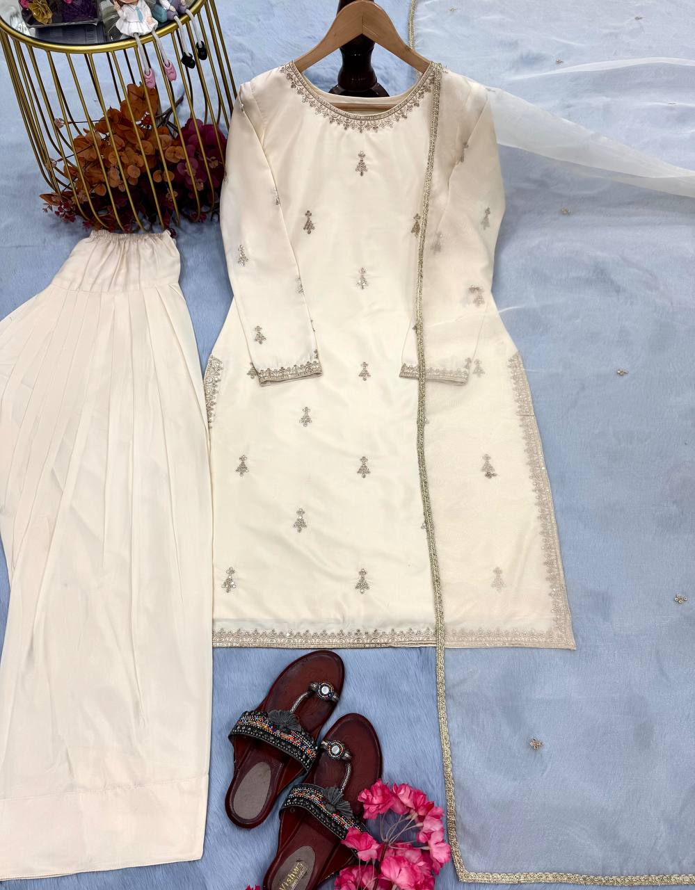 Designer Party Wear Look Top With Plazzo