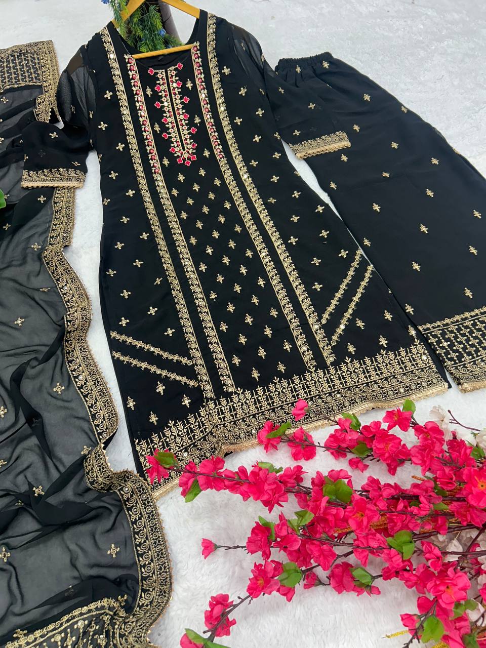 Designer Party Wear Suit-Pent With Dupatta With Embroidery Work