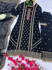 Designer Party Wear Suit-Pent With Dupatta With Embroidery Work