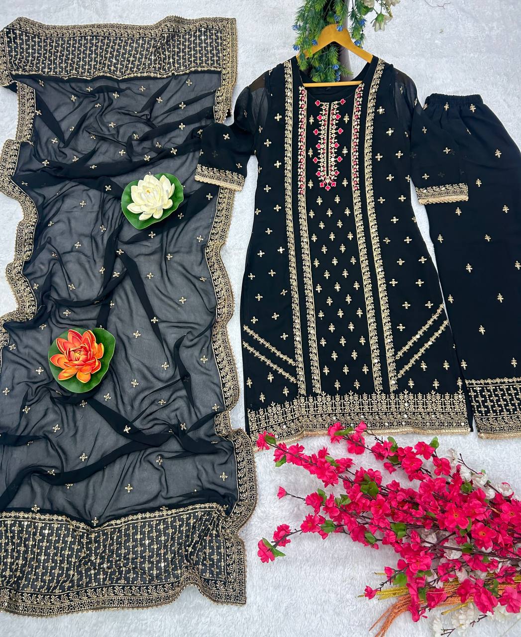 Designer Party Wear Suit-Pent With Dupatta With Embroidery Work