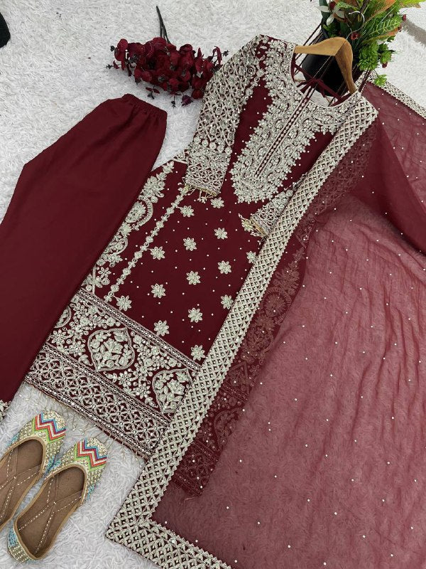 Fancy Top-Bottom And Dupatta With Heavy Embroidery Sequence Work