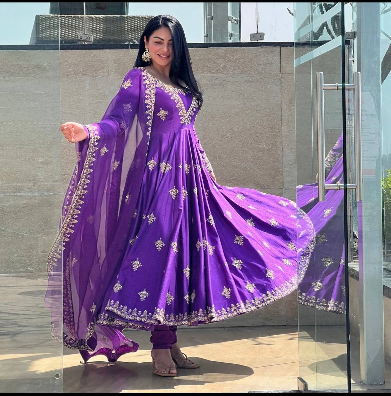 Designer Party Wear Gown With Pent And Dupatta