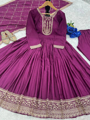 Beautiful Party Wear Anarkali Gown And Pent With Designer Dupatta