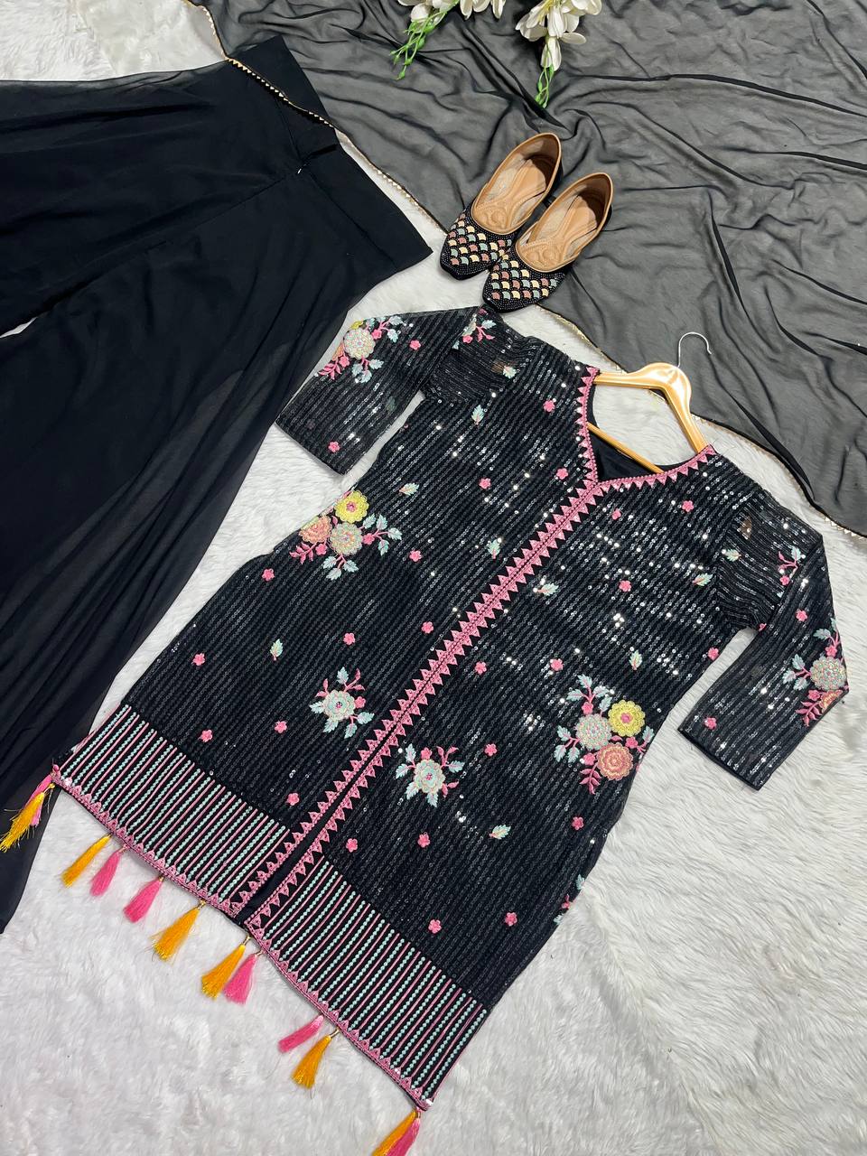 Beautiful Party Wear Sharara Pant , Top And Dupatta