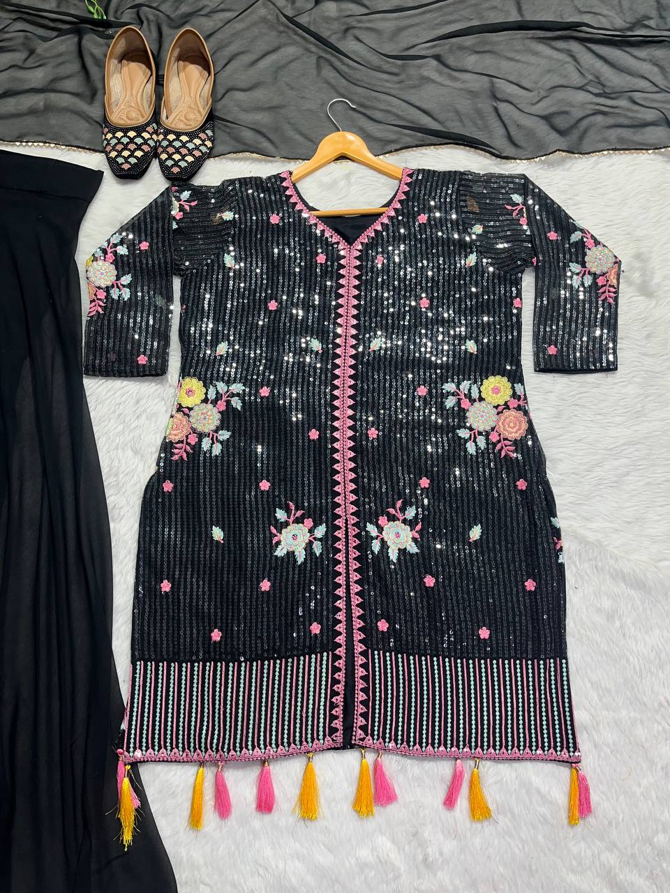 Beautiful Party Wear Sharara Pant , Top And Dupatta