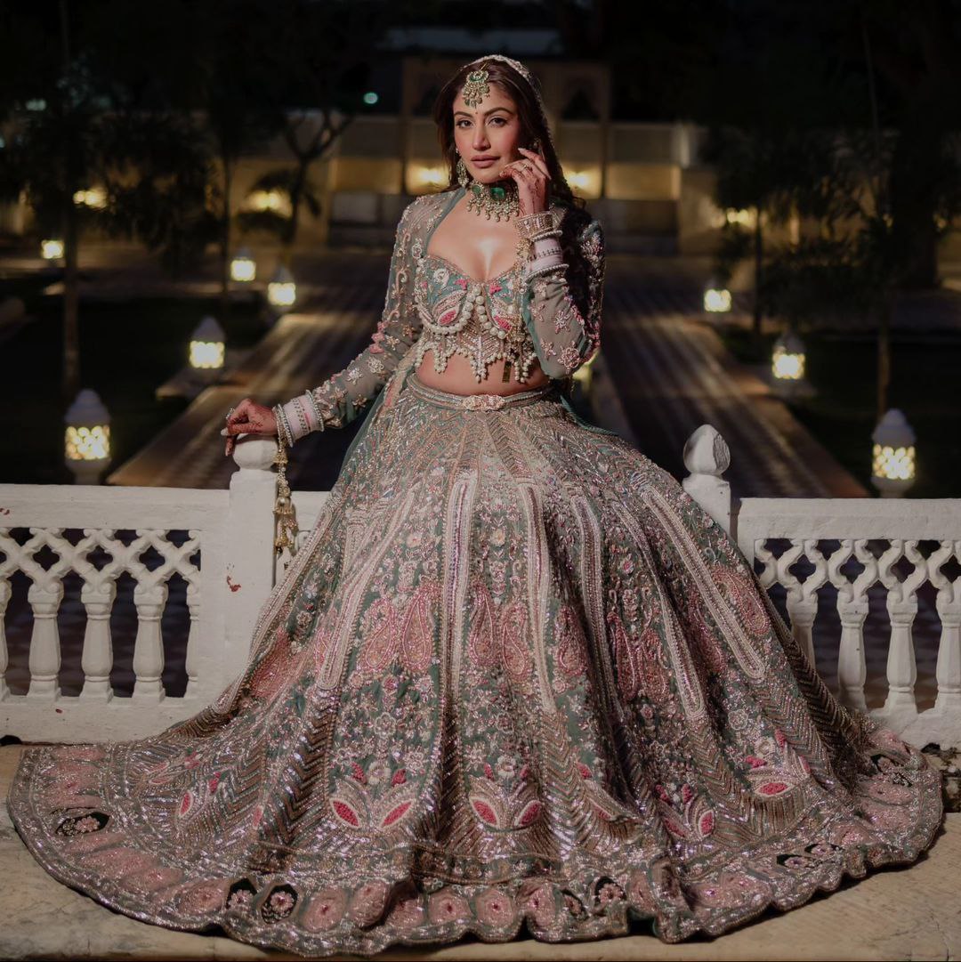 Designer Lehenga Choli With Hand Pearl Work