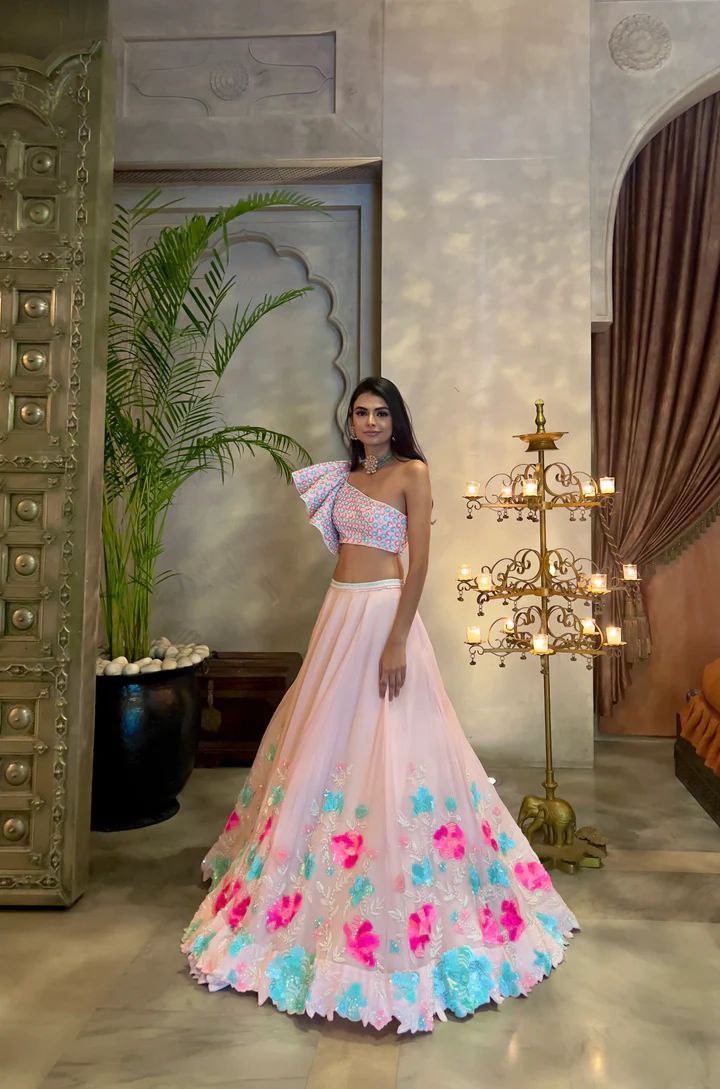 Party Wear Lehenga Choli With Beautiful Multi Thread Embroidery Work