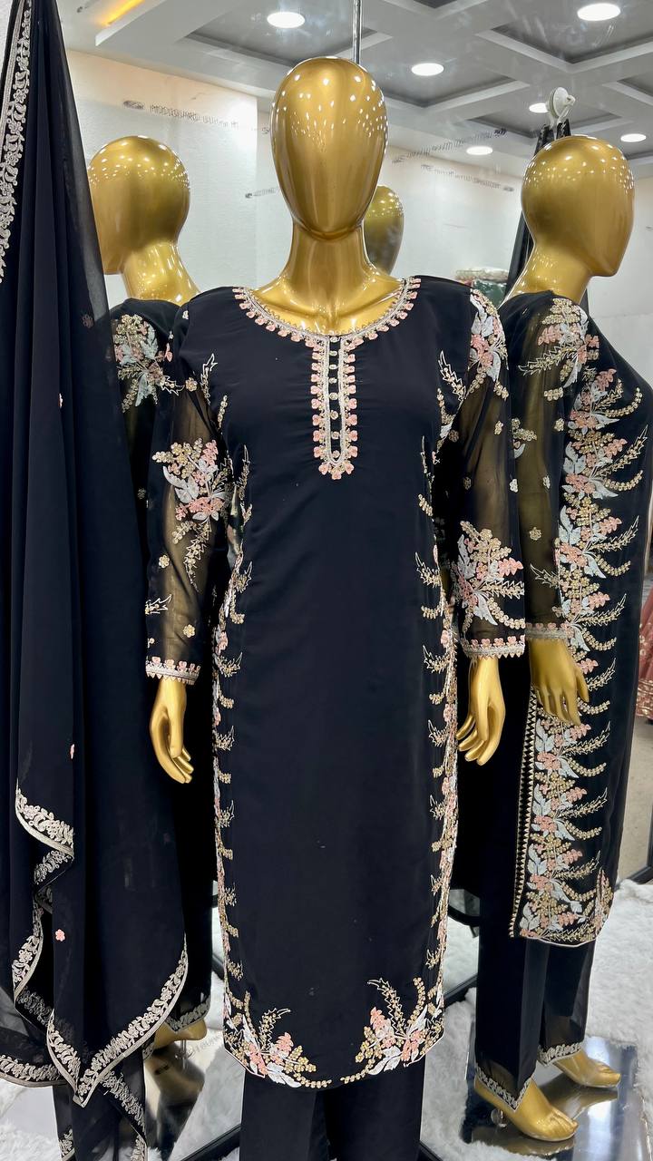 Party Wear Look Top Bottom With Dupatta With Heavy Embroidery Work