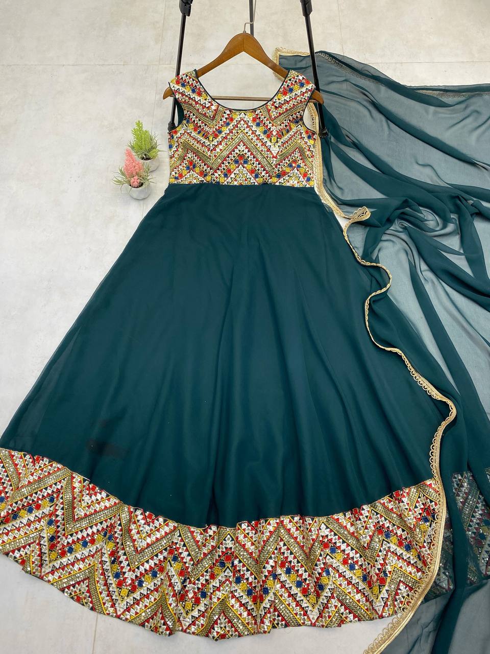 Party Wear Designer Anarkali Gown With Beautiful Dupatta