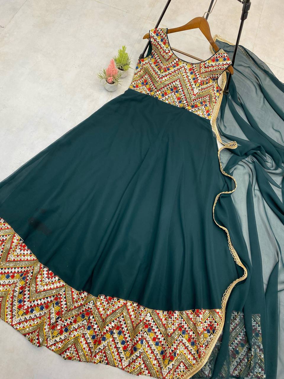 Party Wear Designer Anarkali Gown With Beautiful Dupatta