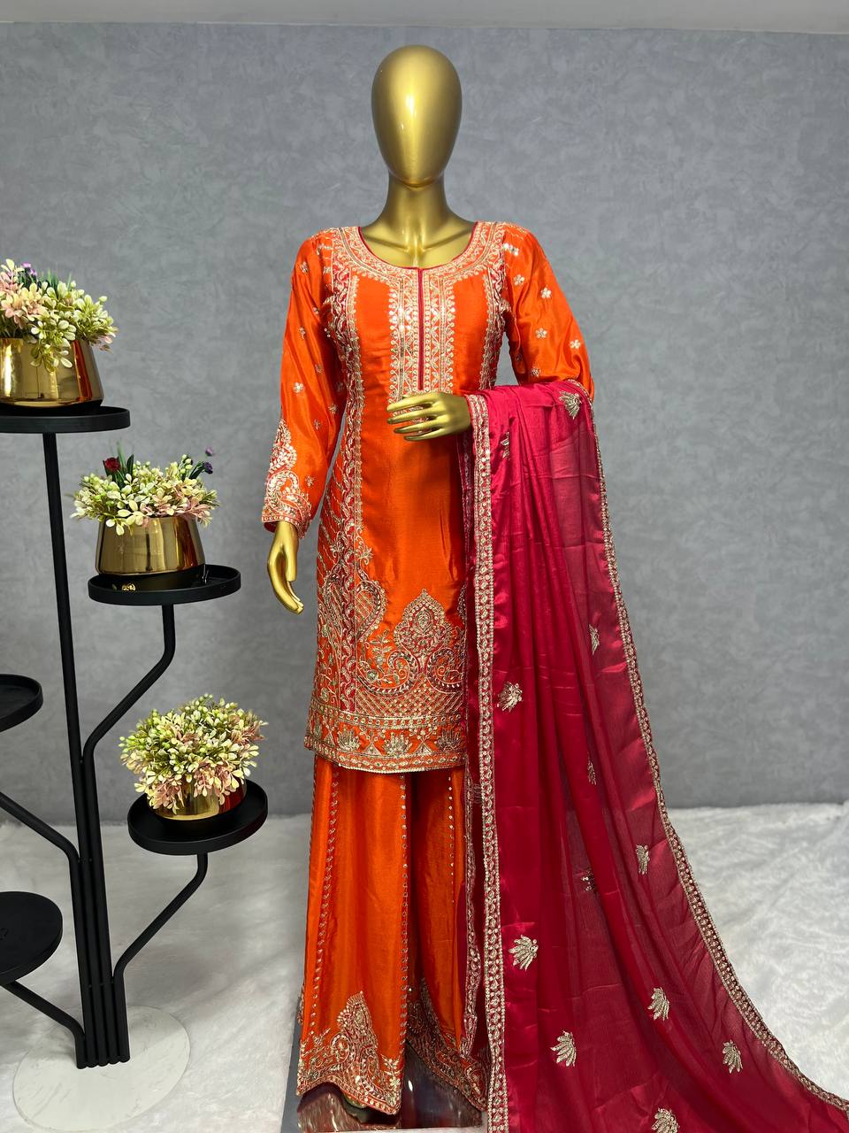 Party Wear Beautiful Top-Bottom And Dupatta