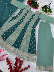 Designer Party Wear Top Sharara And Dupatta With Sequence Work