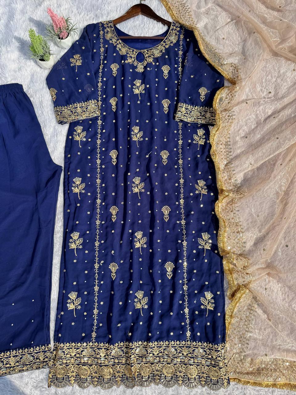 Designer Party Wear Top And Bottom With Beautiful Dupatta
