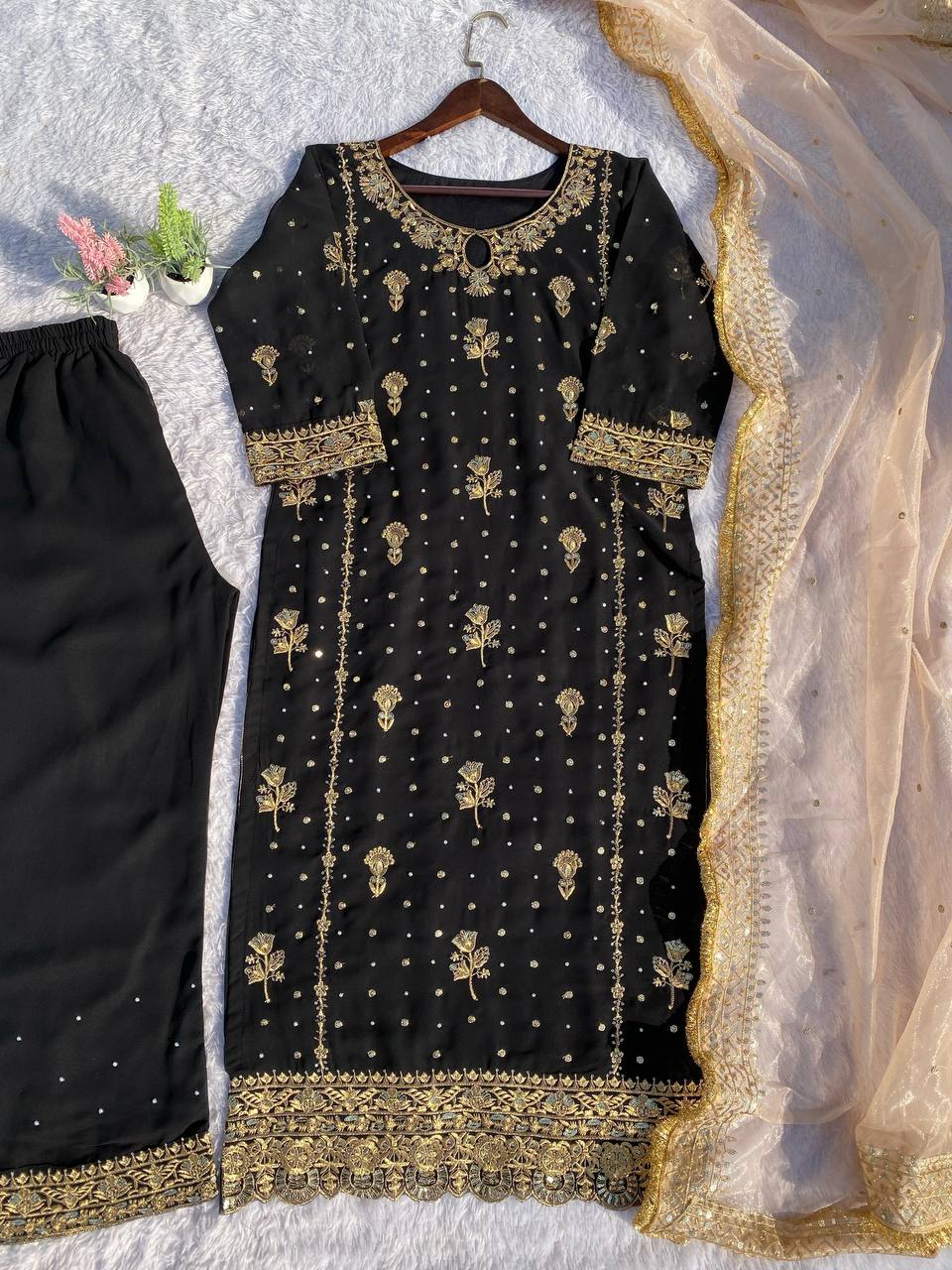 Designer Party Wear Top And Bottom With Beautiful Dupatta