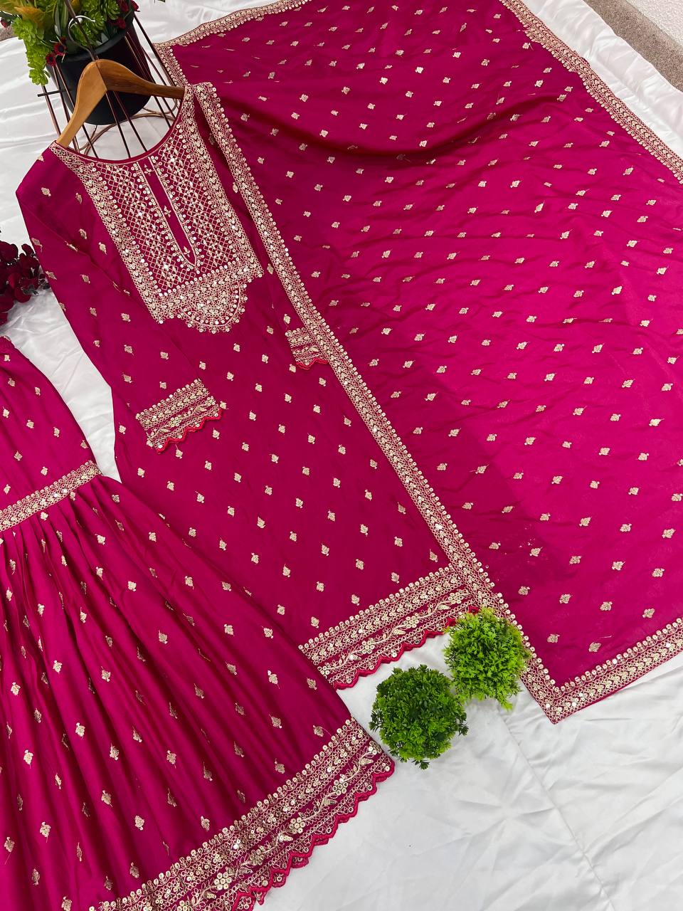 Designer Party Wear Look Fancy Top-Dupatta And Fully Stitched Sharara