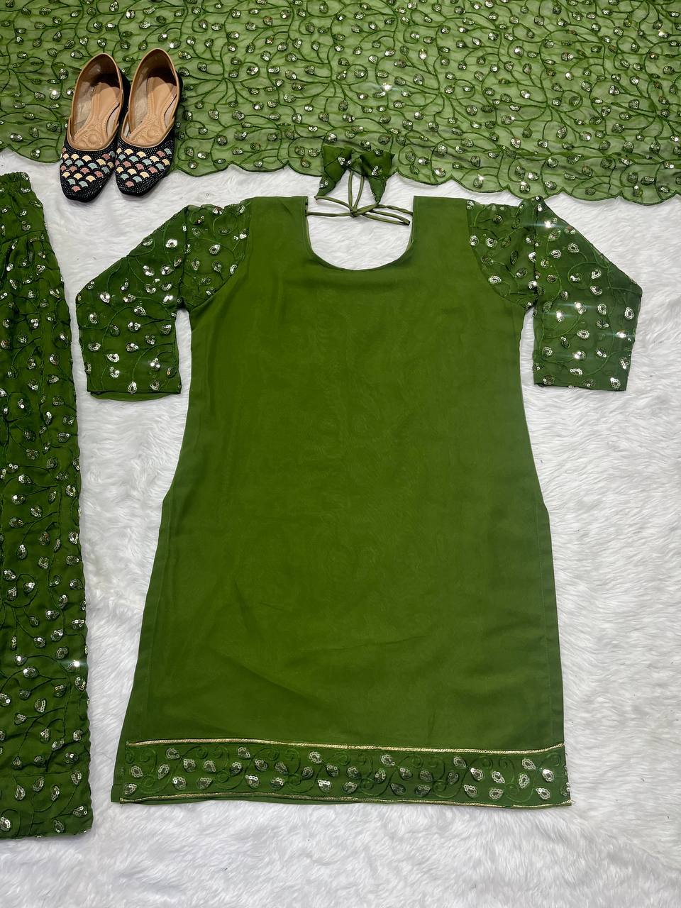 Designer Party Wear Look Top ,Patiala Styles Salwar And Dupatta