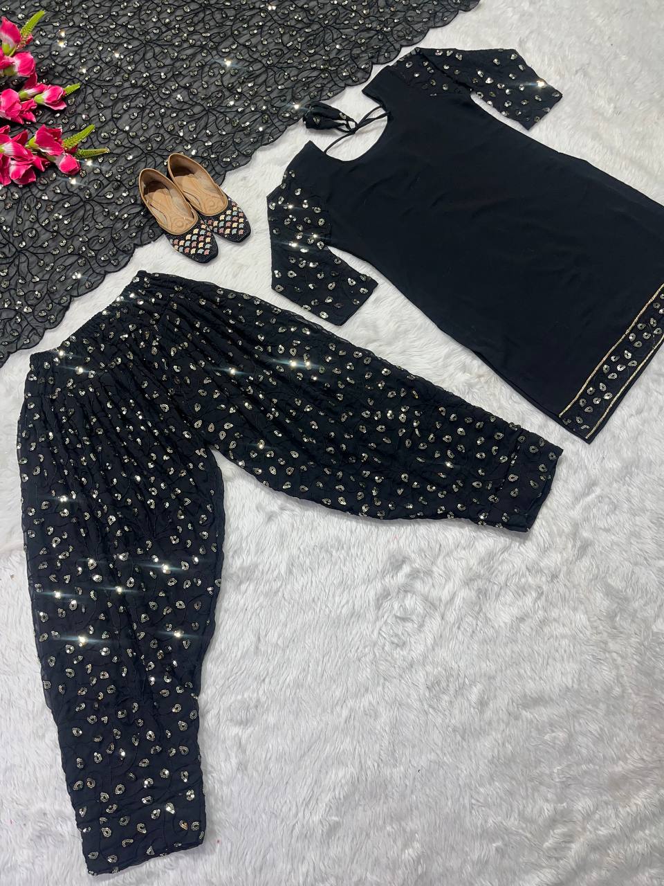 Designer Party Wear Look Top ,Patiala Styles Salwar And Dupatta