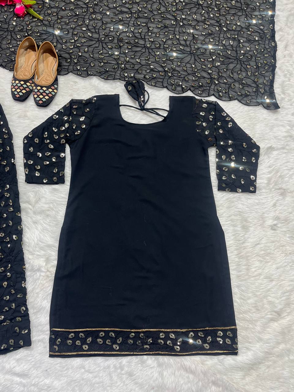 Designer Party Wear Look Top ,Patiala Styles Salwar And Dupatta