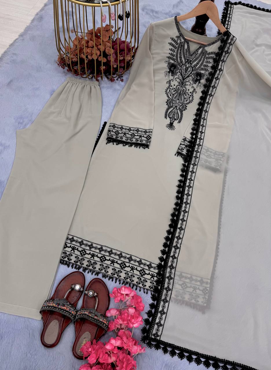 Designer Party Wear Look Top Bottom & Beautiful Dupatta