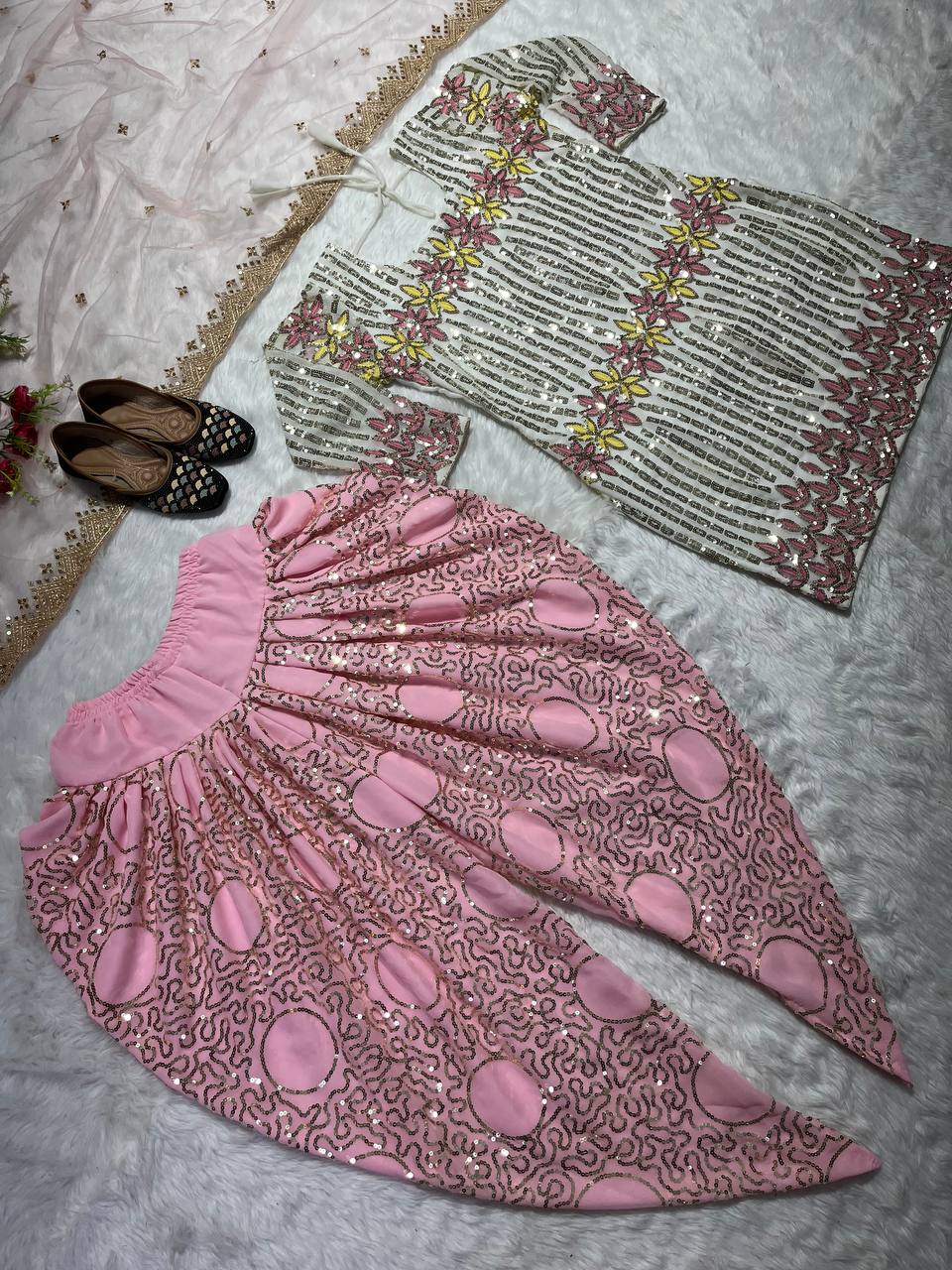 Designer Party Wear Look Top ,Dhoti Salwar And Dupatta