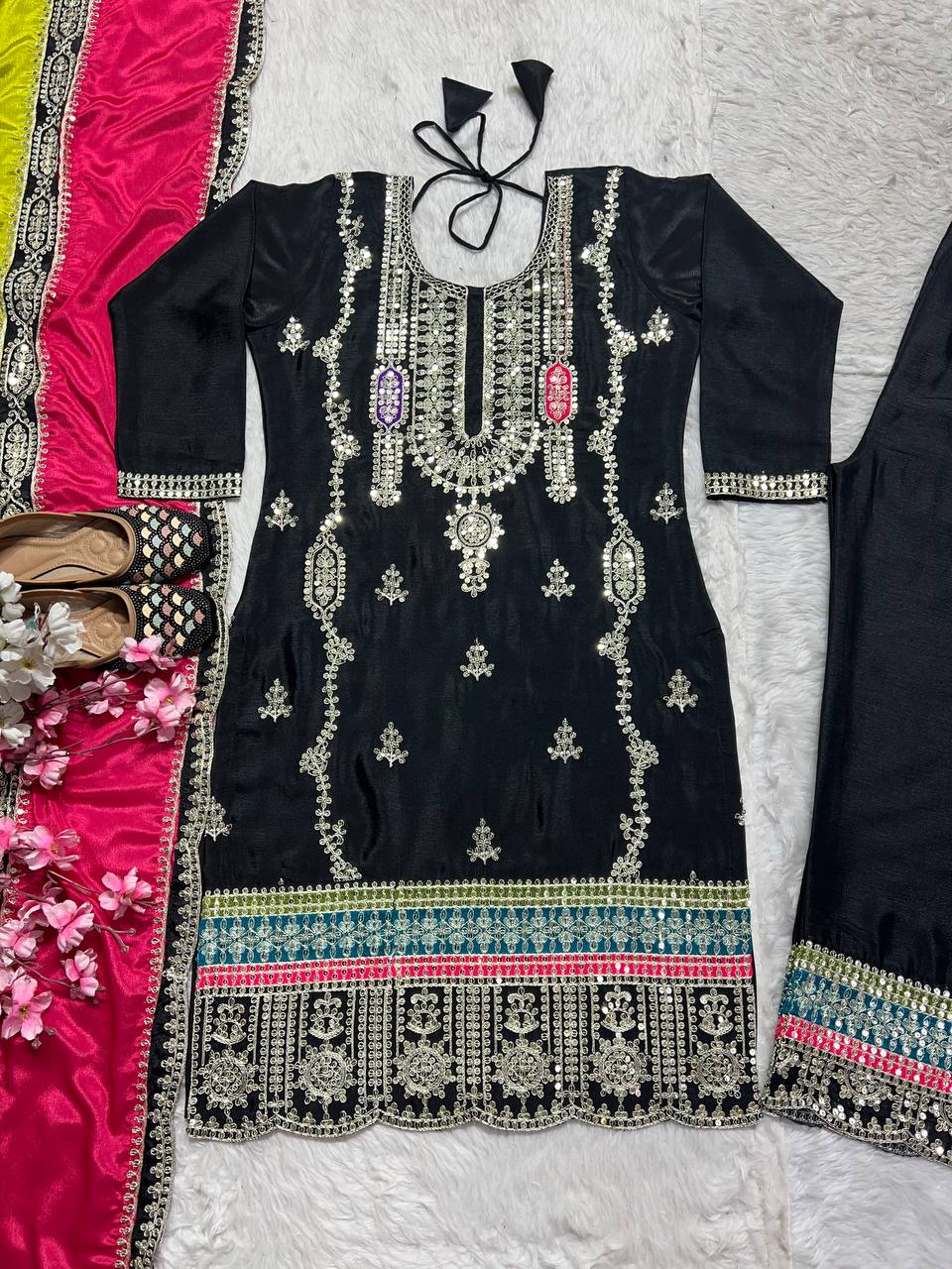 Party Wear Beautiful Top Bottom And Dupatta
