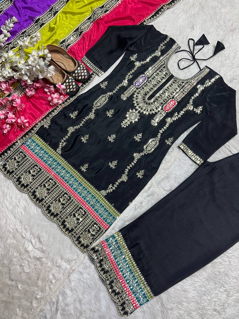 Party Wear Beautiful Top Bottom And Dupatta