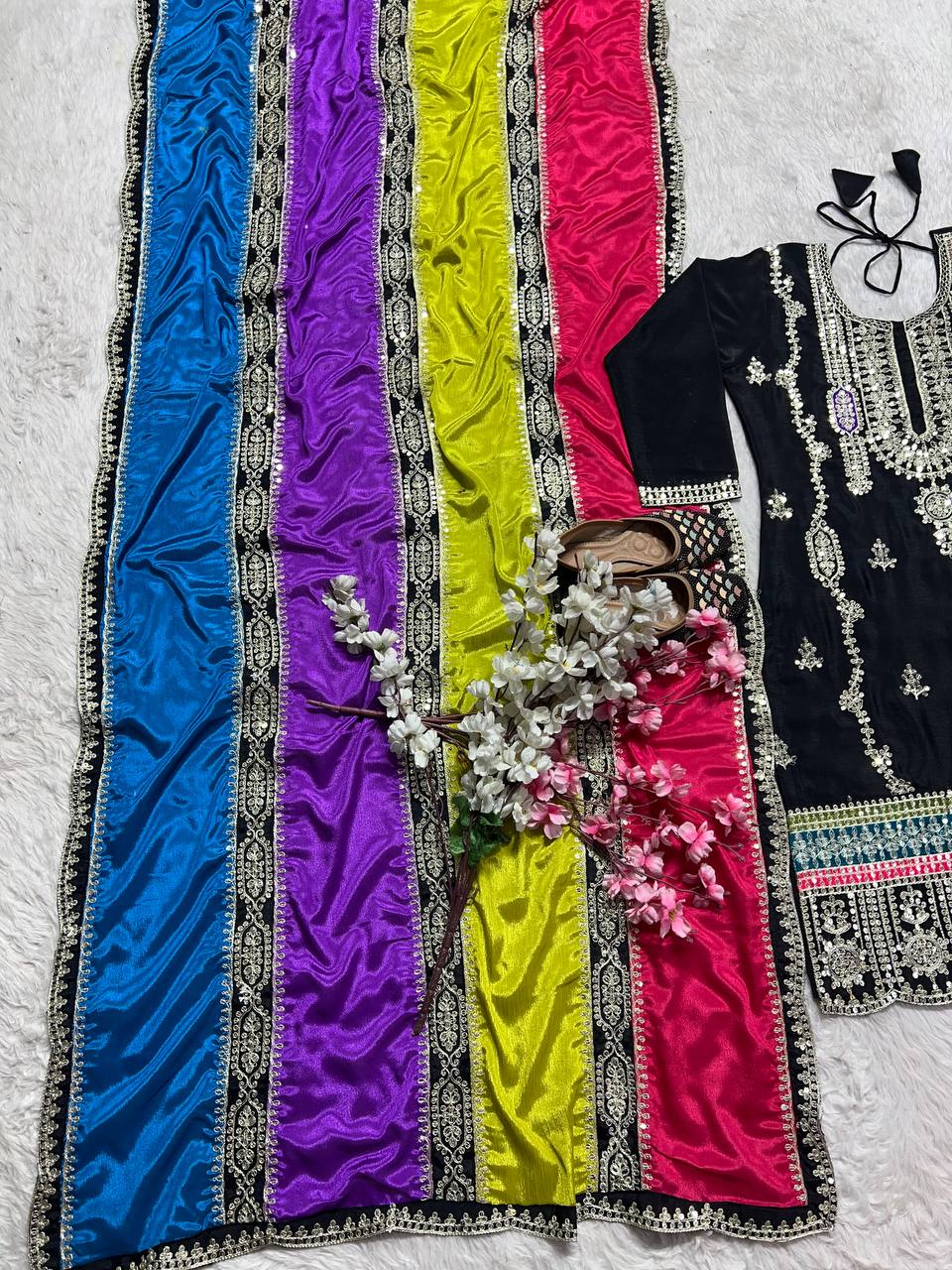 Party Wear Beautiful Top Bottom And Dupatta