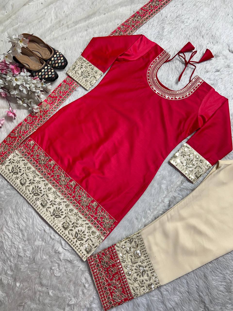 Party Wear Suit Set With Embroidery Coding Sequence Work