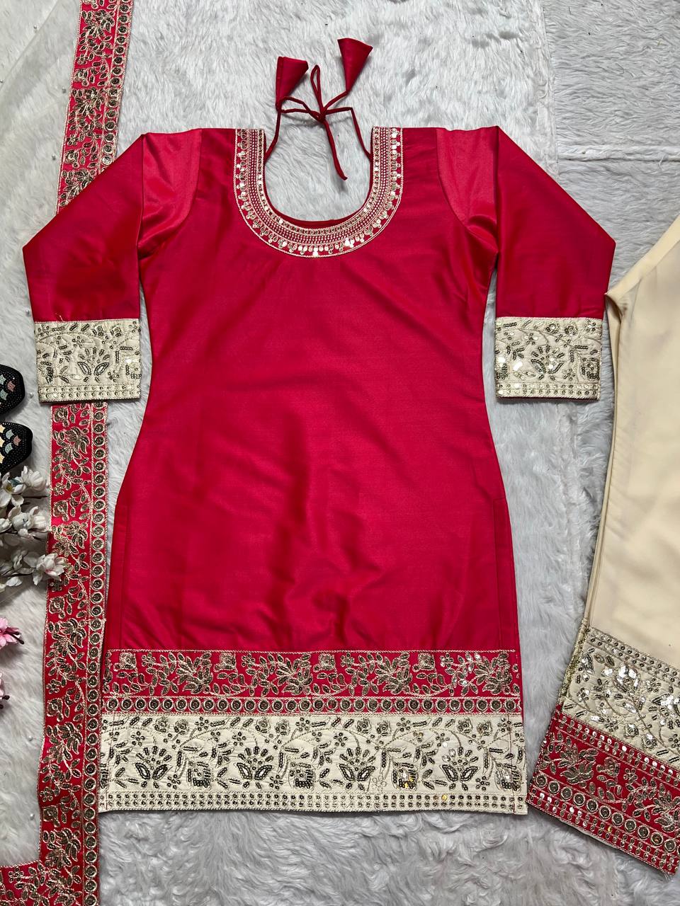 Party Wear Suit Set With Embroidery Coding Sequence Work