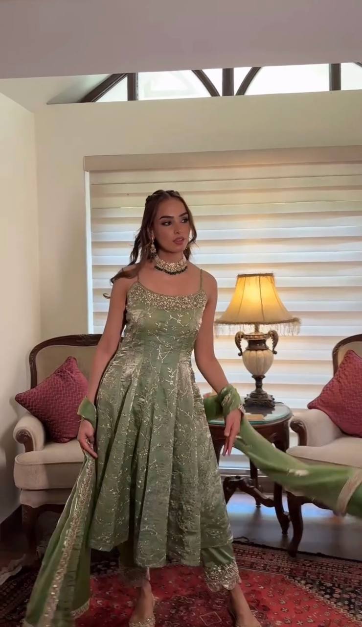 Designer Party Wear Look Gown-Dupatta With Embroidery Sequence Work