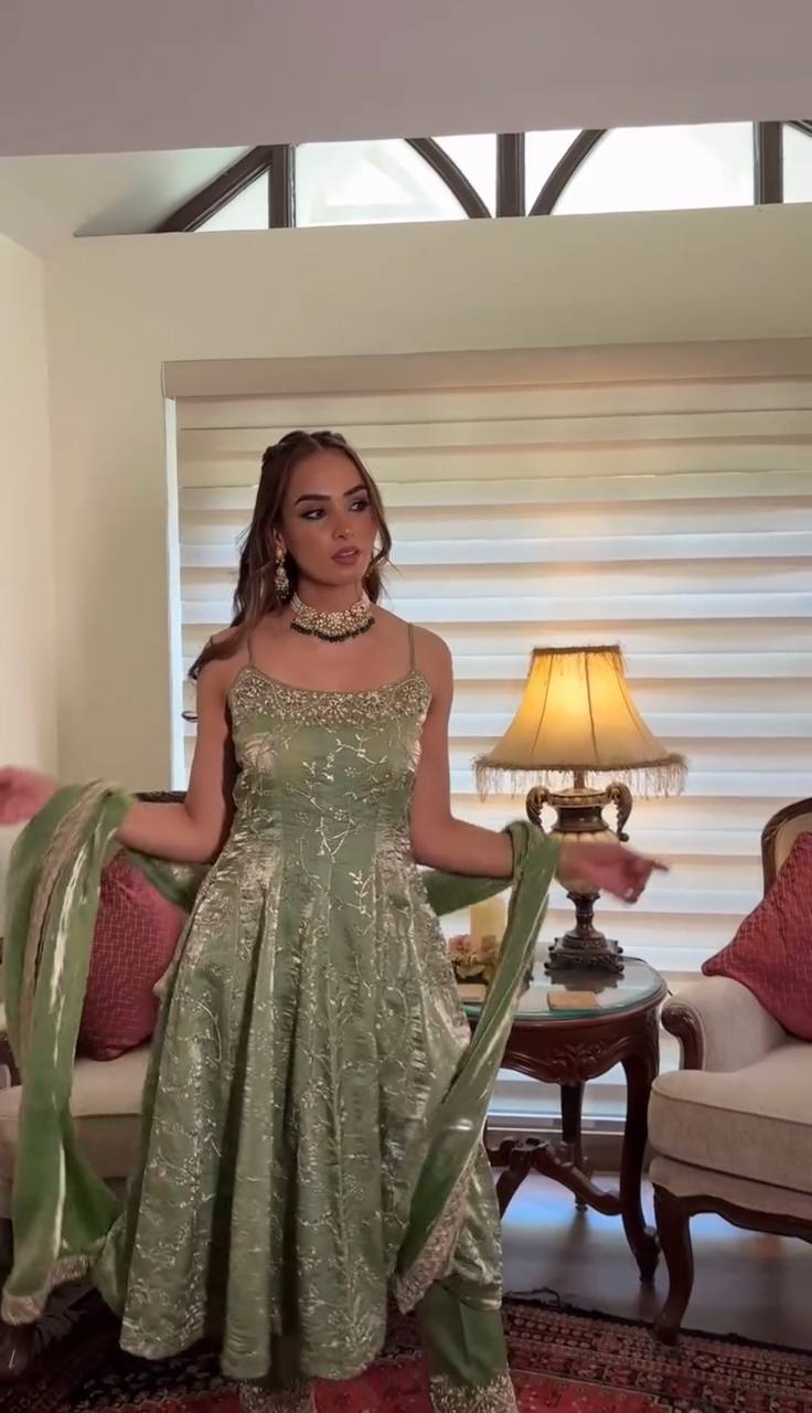 Designer Party Wear Look Gown-Dupatta With Embroidery Sequence Work