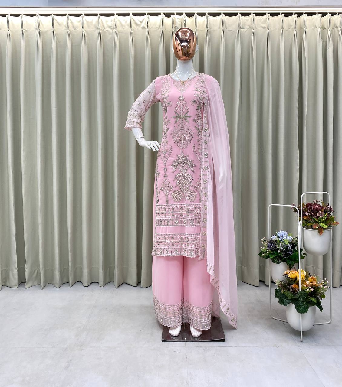 Party Wear Look Beautiful Top And Bottom With Dupatta