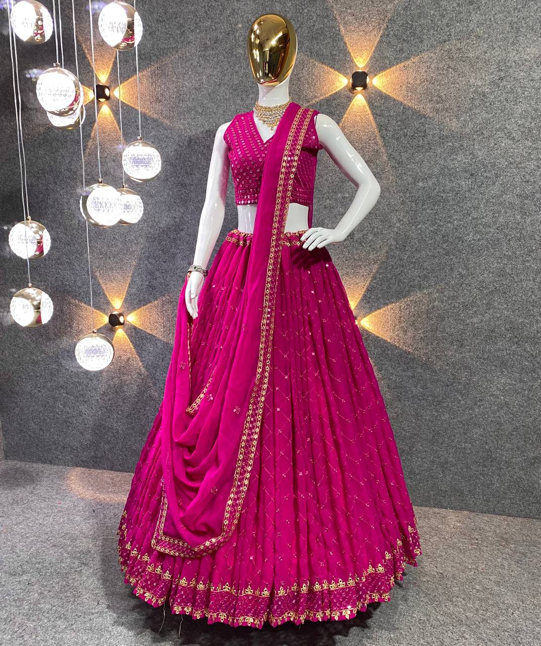Party Wear Lehenga Choli With Fancy Border Latkan Work