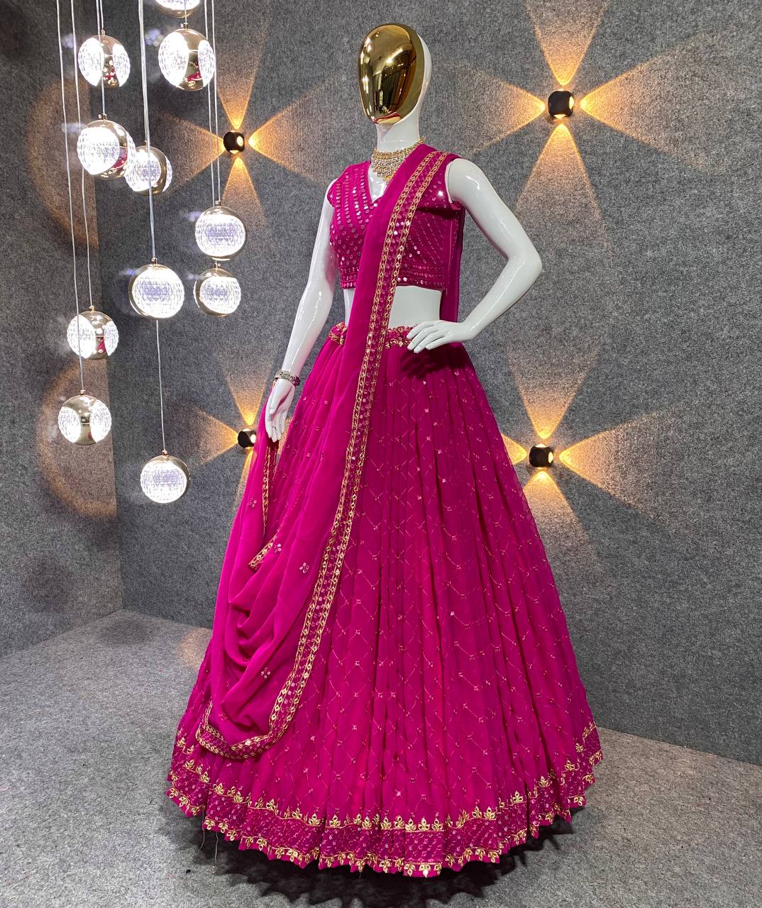 Party Wear Lehenga Choli With Fancy Border Latkan Work