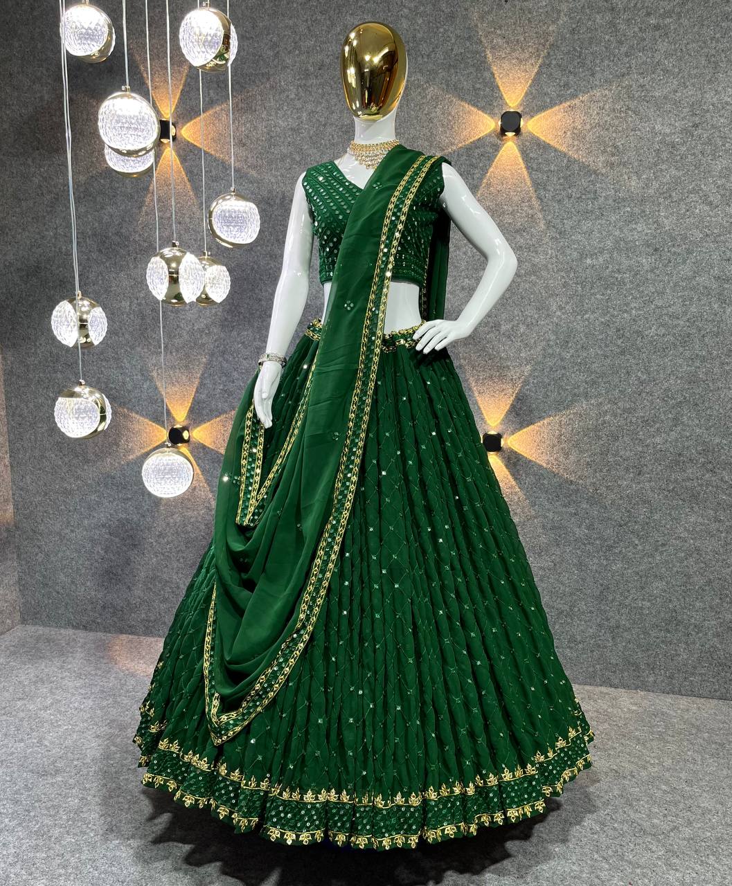 Party Wear Lehenga Choli With Fancy Border Latkan Work
