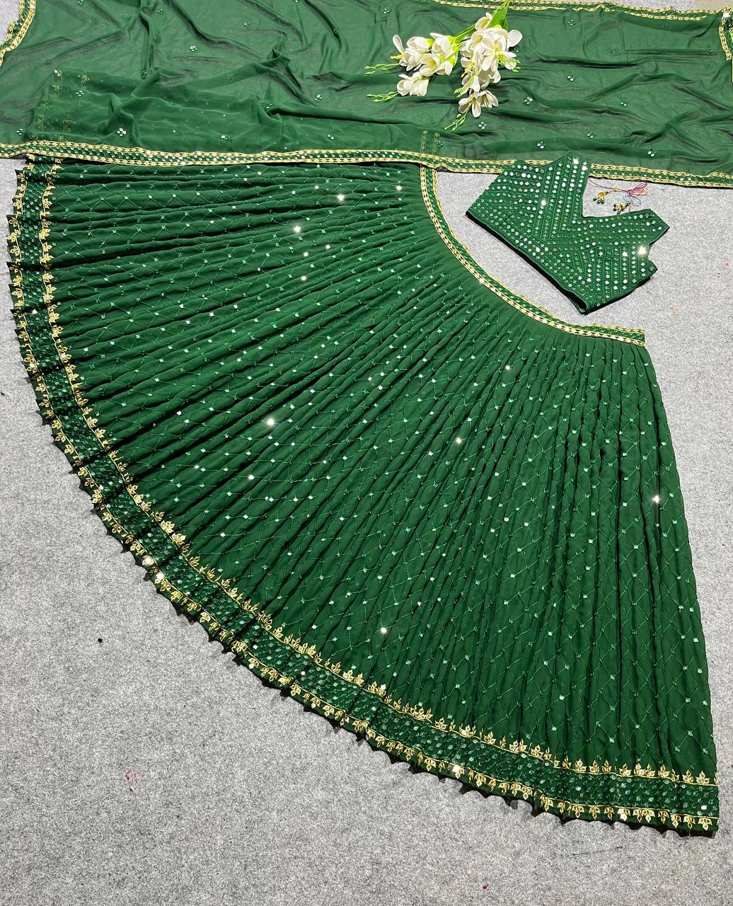 Party Wear Lehenga Choli With Fancy Border Latkan Work