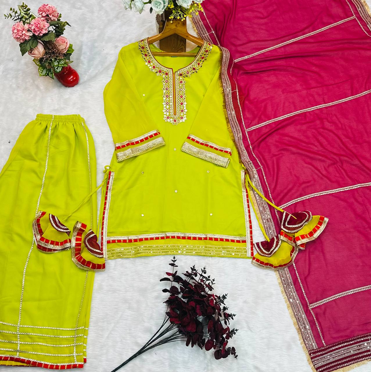 Party Wear Designer Top And Bottom With Dupatta