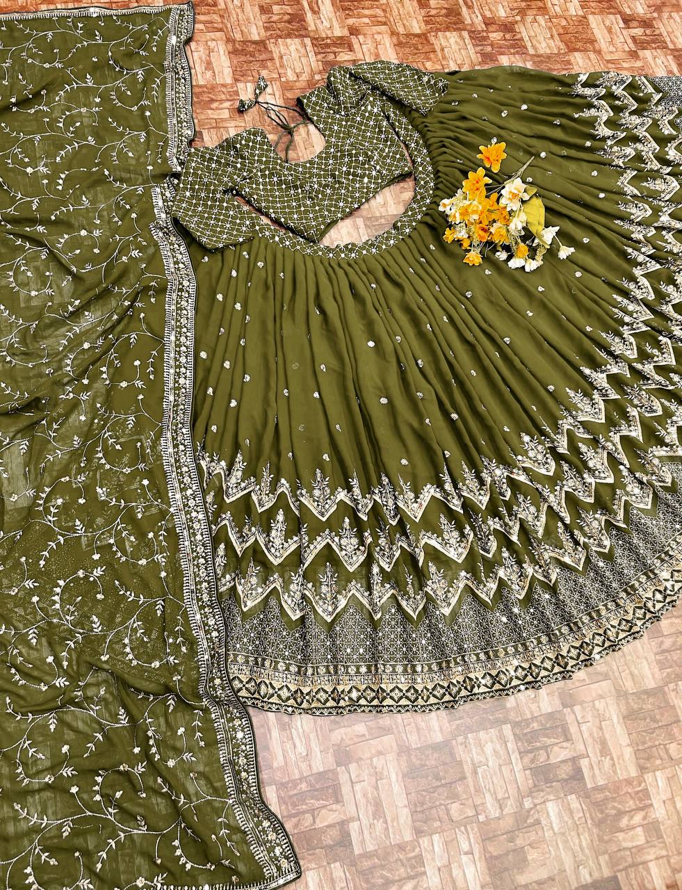 Designer Party Wear Lehenga Choli With Sequence Embroidery Work