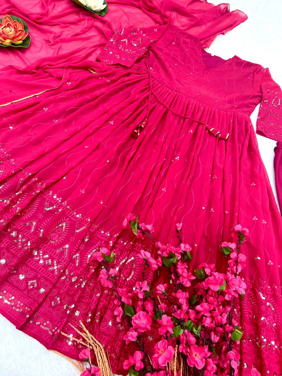 Designer Party Wear Anarkali Gown And Pent With Dupatta