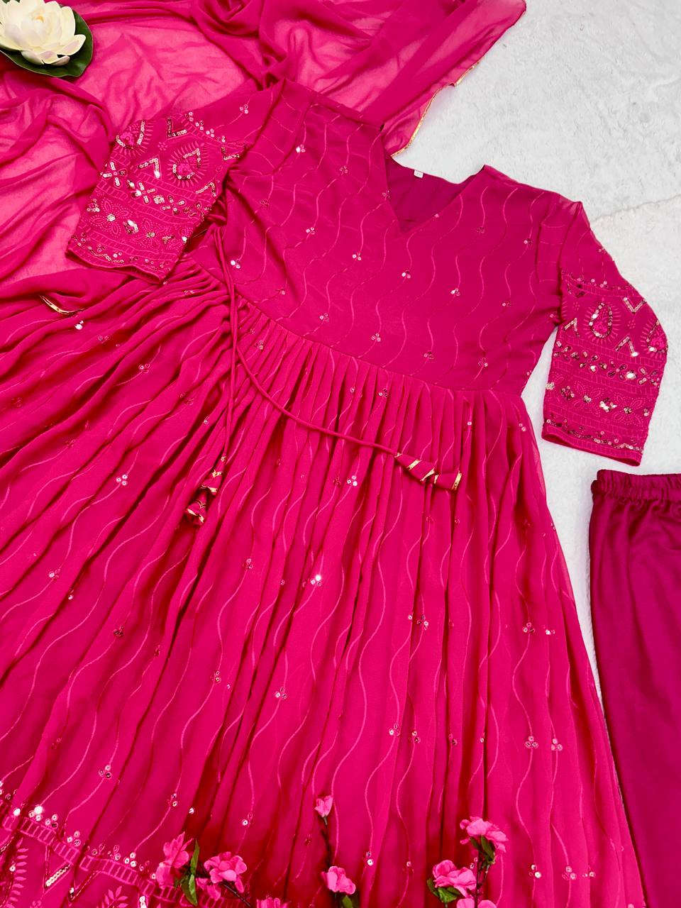 Designer Party Wear Anarkali Gown And Pent With Dupatta