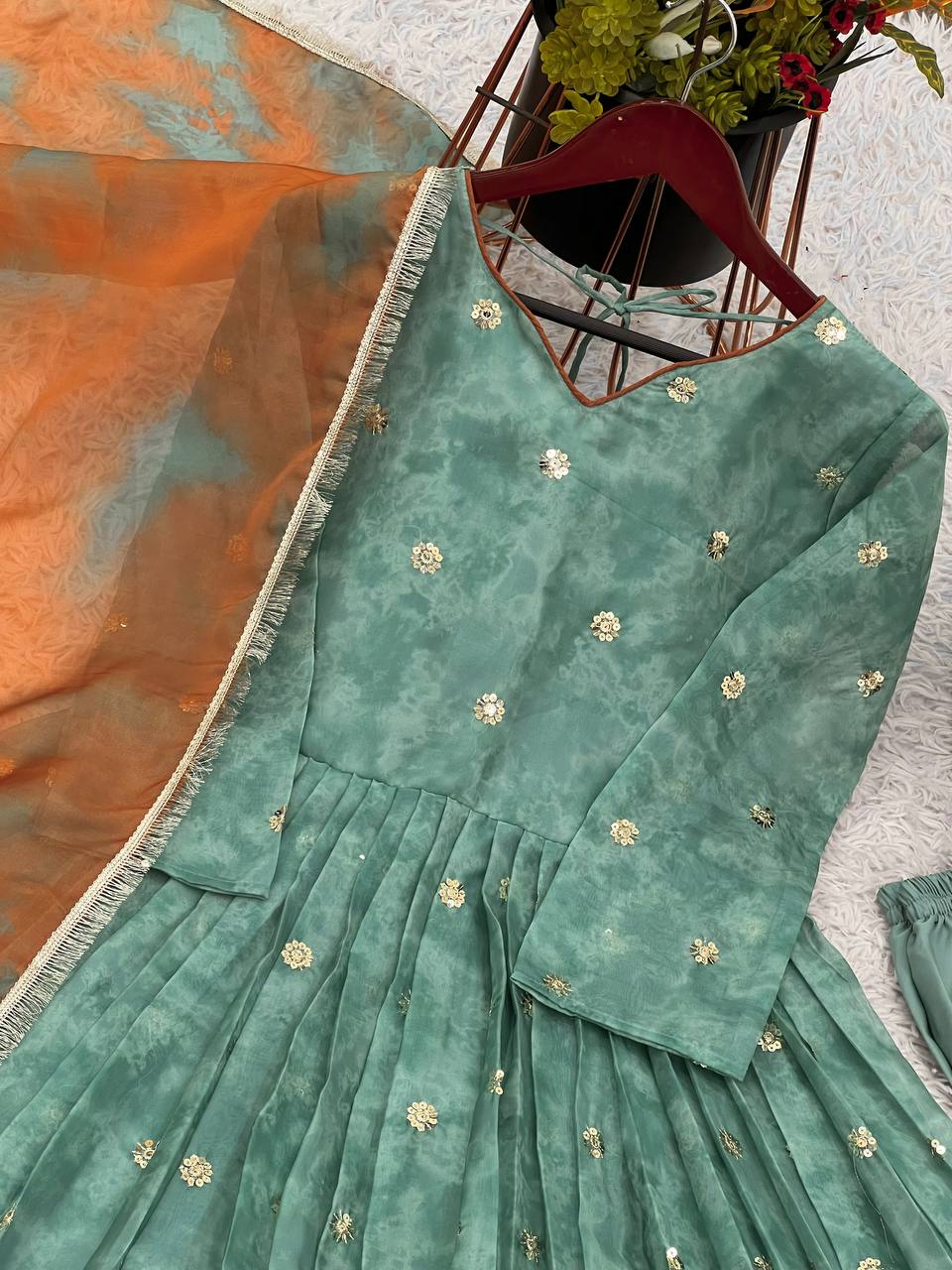 Designer Party Wear Look Gown-Dupatta in Heavy Embroidery Sequence Work