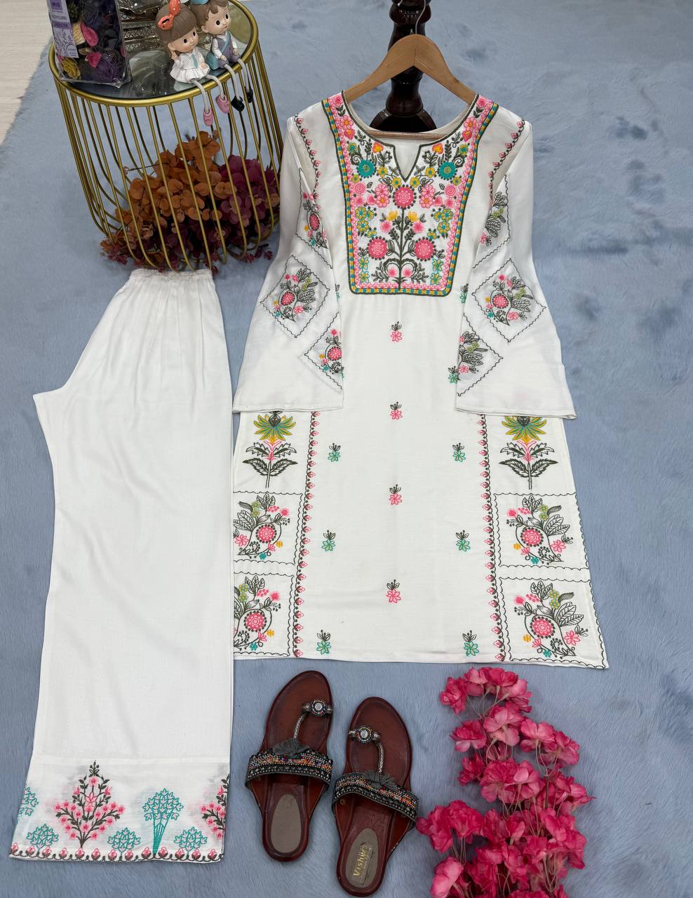 Designer Party Wear Suit Set With Embroidery Work