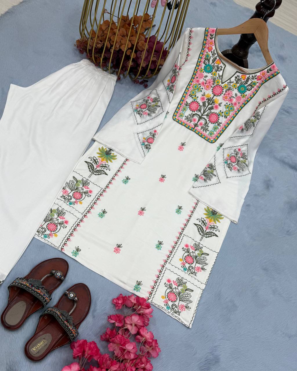 Designer Party Wear Suit Set With Embroidery Work