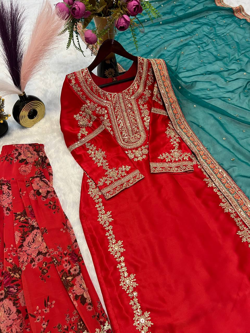 Designer Party Wear Look Top With Bottom And Dupatta
