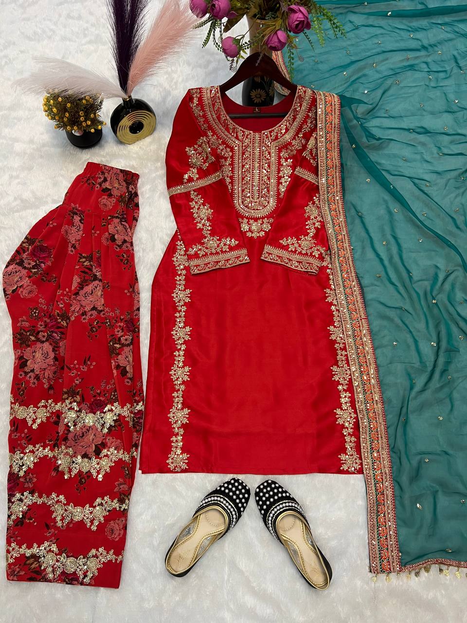 Designer Party Wear Look Top With Bottom And Dupatta