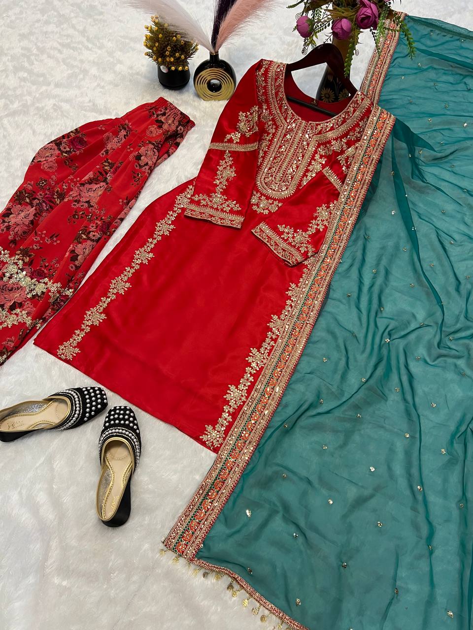 Designer Party Wear Look Top With Bottom And Dupatta