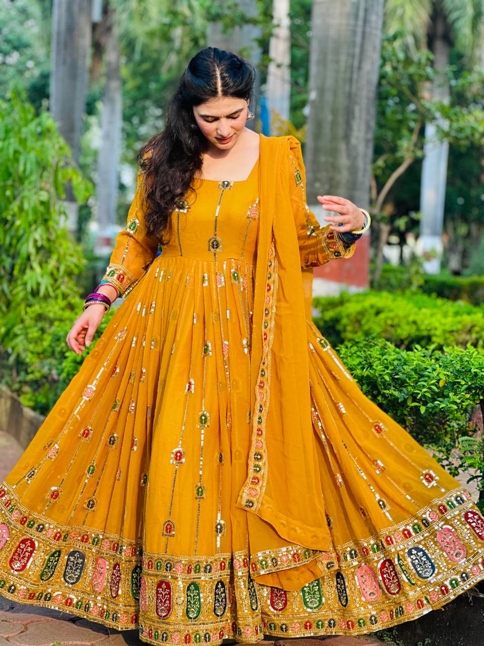 Designer Anarkali Gown And Pent With Dupatta In New Fancy Style