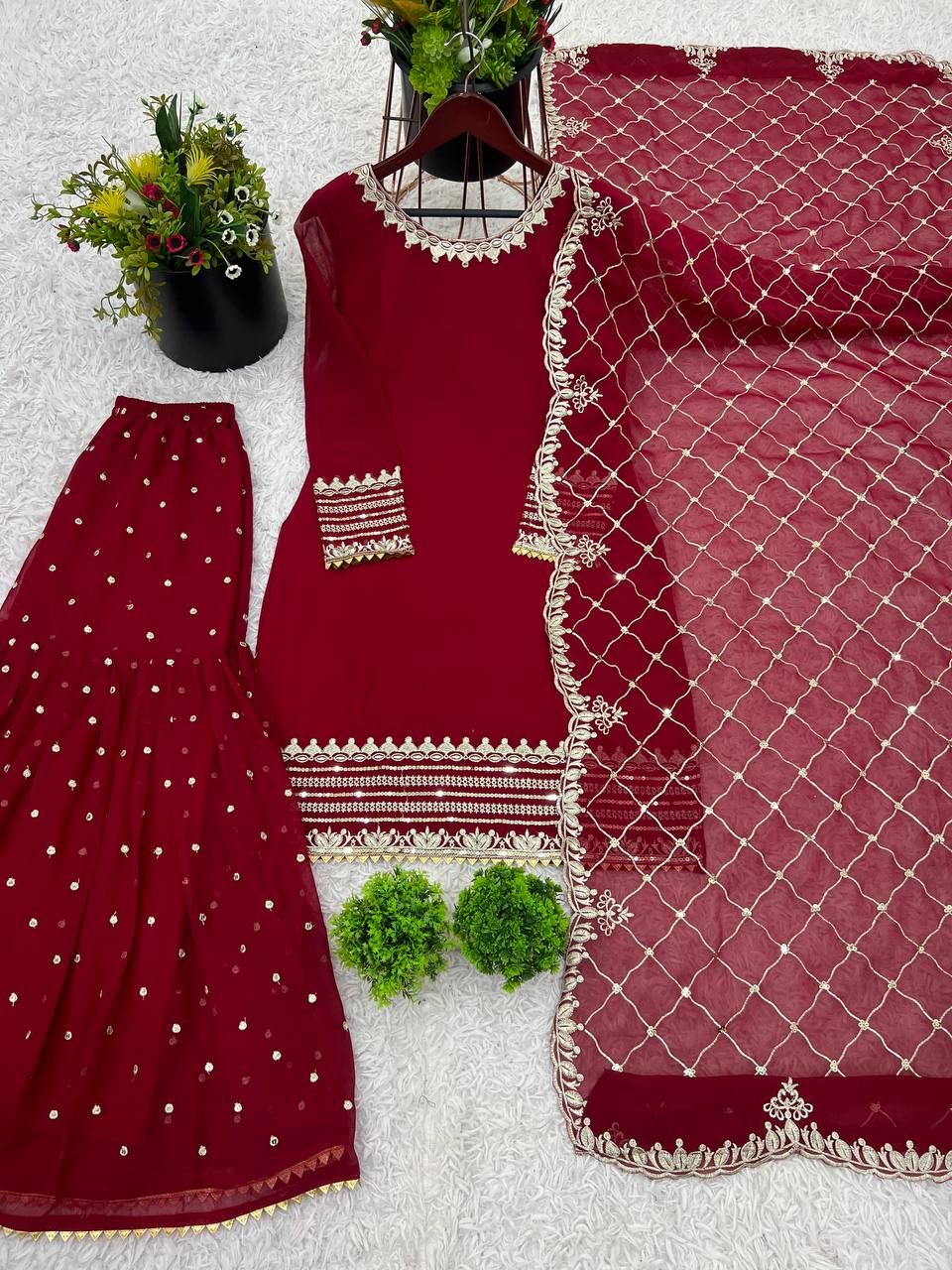 arty Wear Look Top-Plazzo And Dupatta With Heavy Embroidery Work
