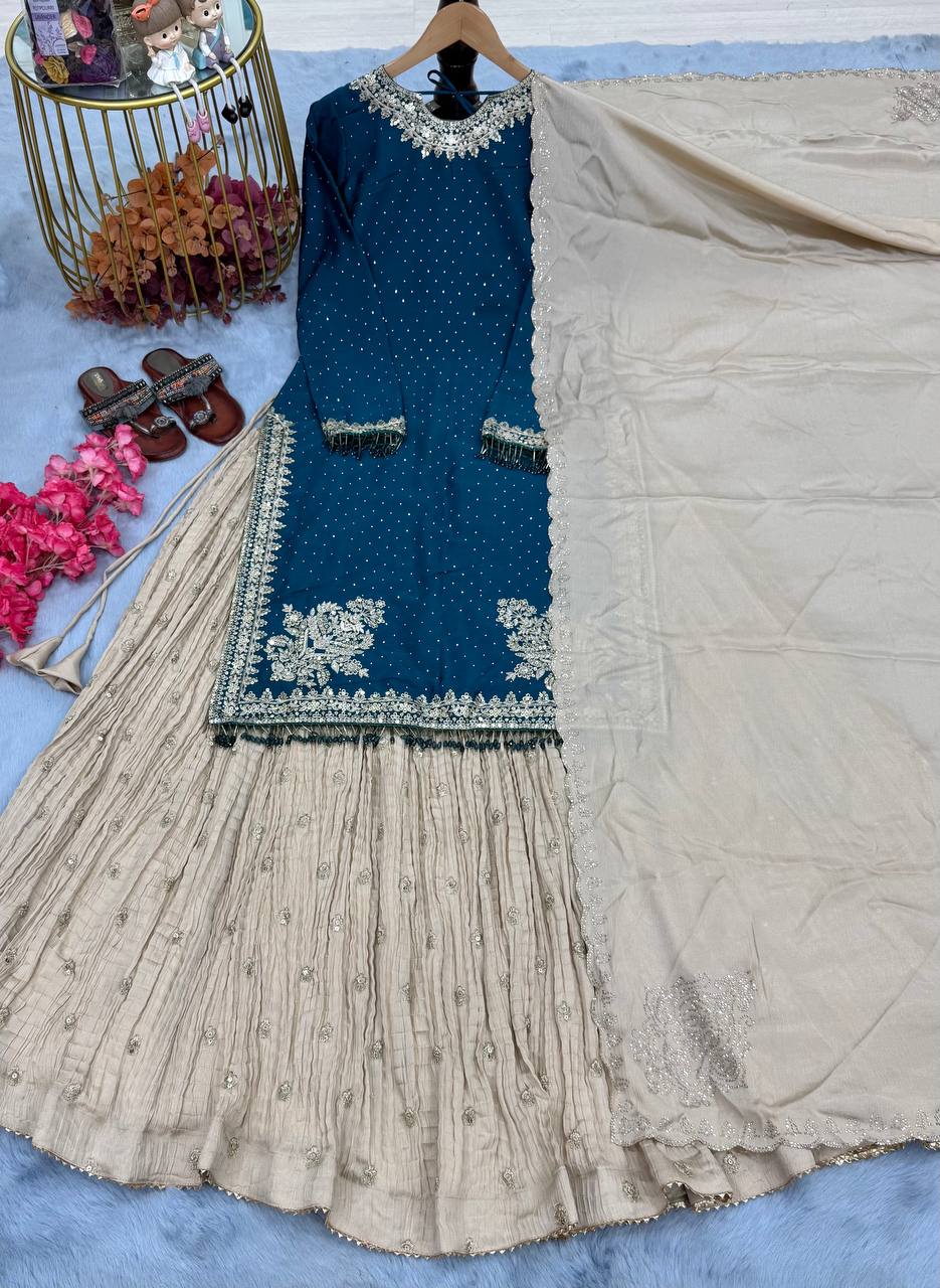 Designer Party Wear Look Top Lehenga & Dupatta