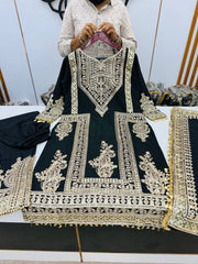 Beautiful Top-Bottom And Dupatta With Heavy Embroidery Coding Dori-Sequence Work